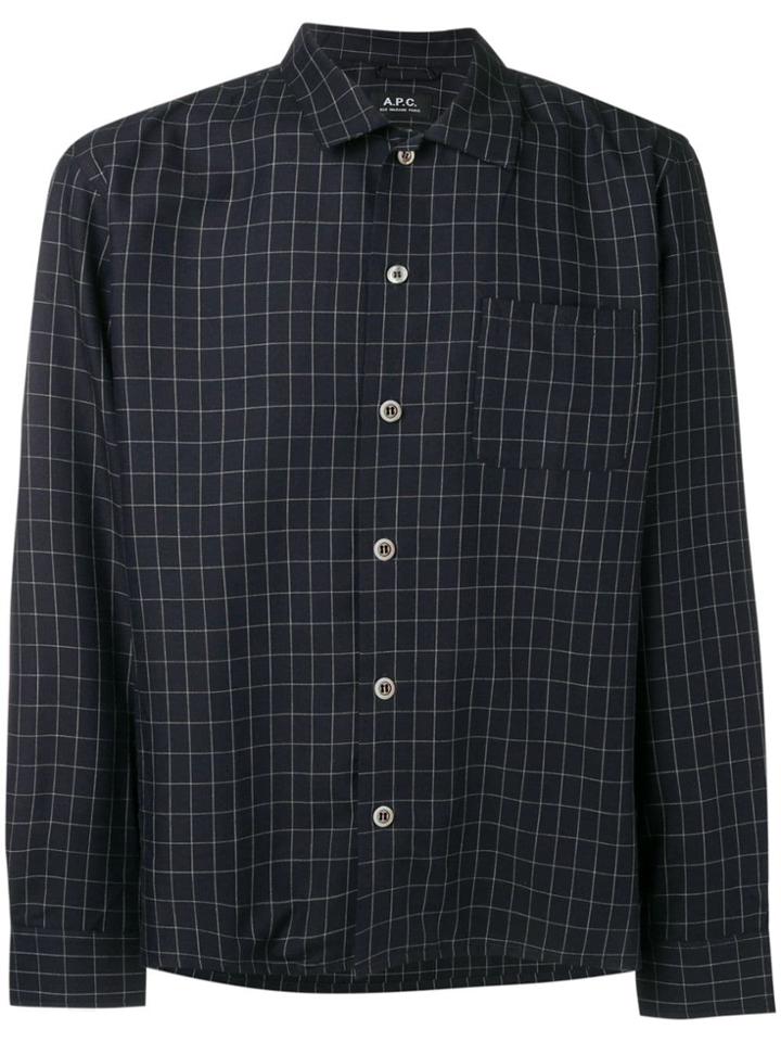 A.p.c. Grid Pattern Shirt - Blue