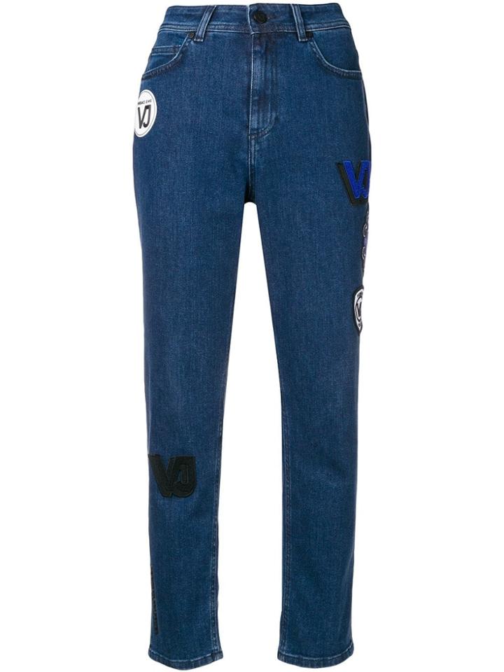 Versace Jeans High Waisted Patch Jeans - Blue