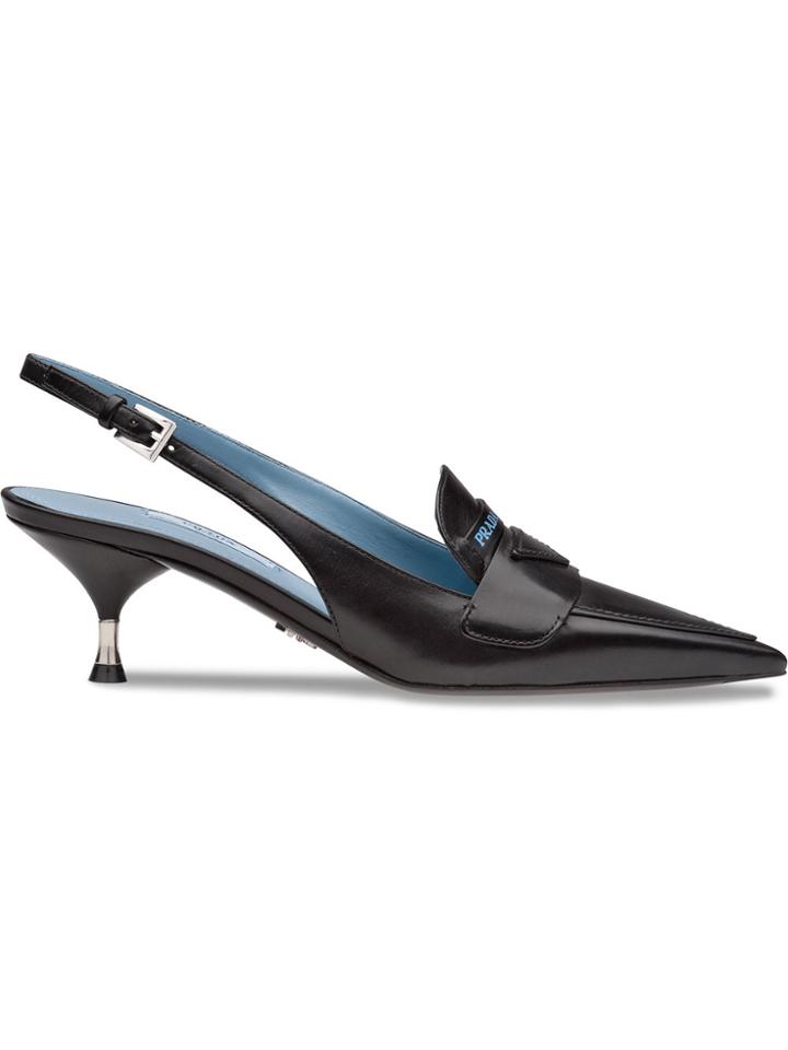Prada Pointed Sling Back Pumps - Black