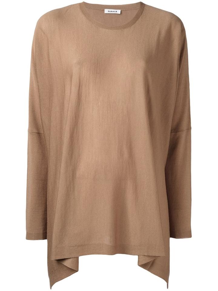 P.a.r.o.s.h. Relaxed Fit Knitted Top, Women's, Size: Small, Brown, Wool
