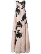 Marchesa Floral Embroidered Gown - Pink