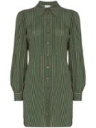 Ganni Check Print Shirt Dress - Green