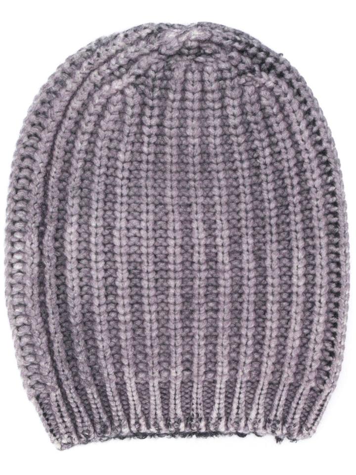 Avant Toi Ribbed Beanie Hat - Grey