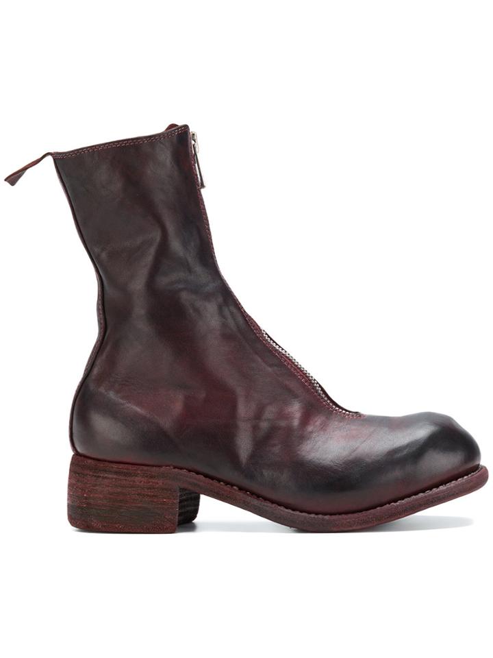 Guidi Front Zip Boots - Pink & Purple