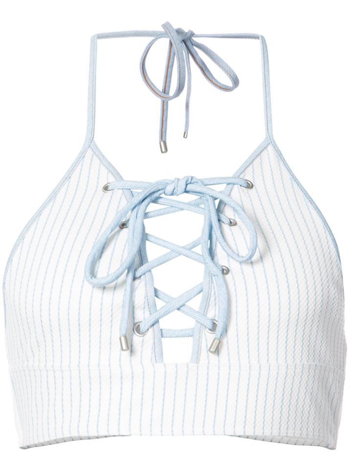 Jonathan Simkhai Lace-up Grommet Bikini Top - White