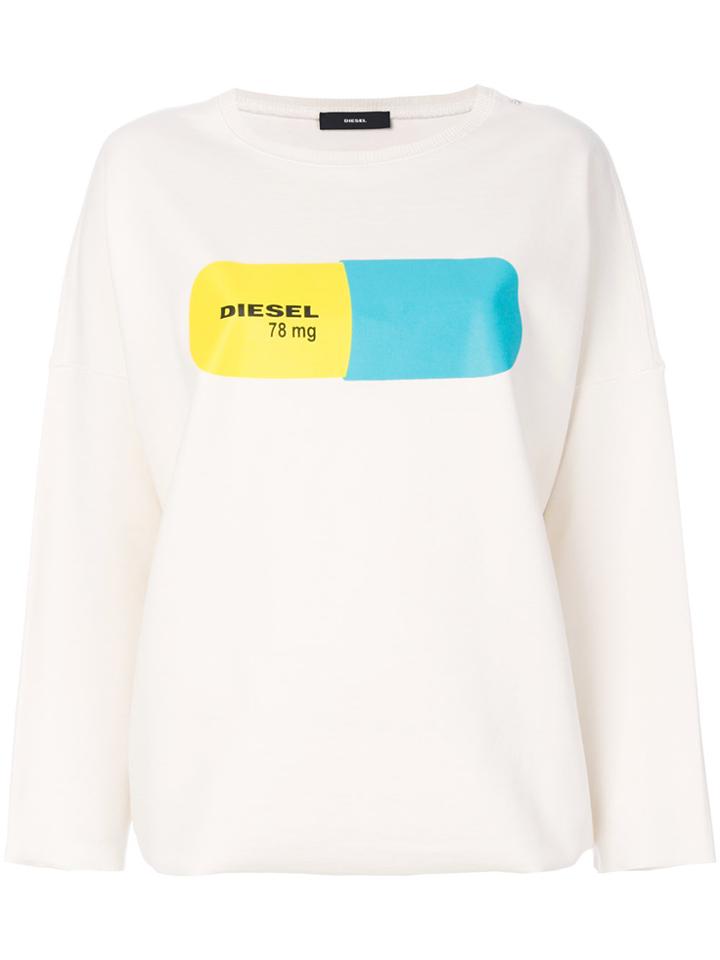 Diesel Printed Drop-shoulder Sweatshirt - Nude & Neutrals
