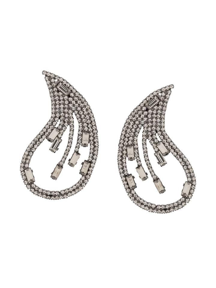 Silvia Gnecchi Crystal Embellished Clip-on Earrings - Silver
