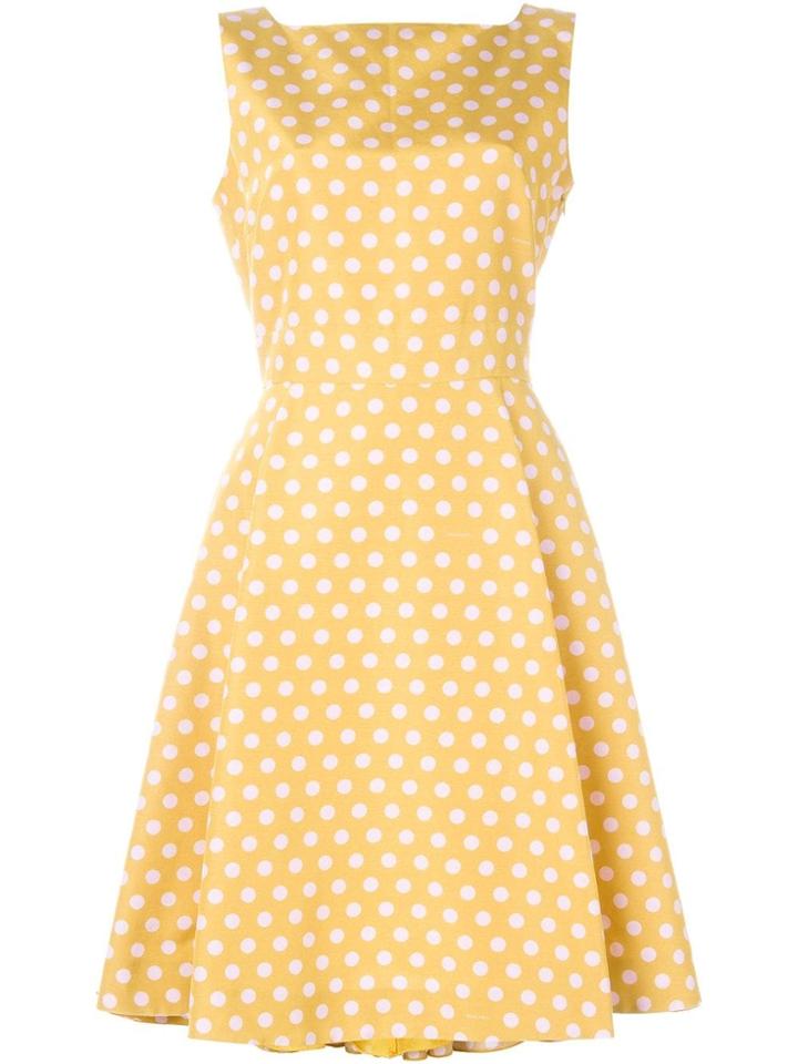 Rochas Polka Dot Print Flared Dress - Yellow & Orange