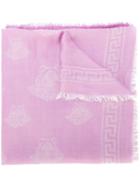 Versace Medusa Pattern Scarf, Men's, Pink/purple, Silk/modal/wool