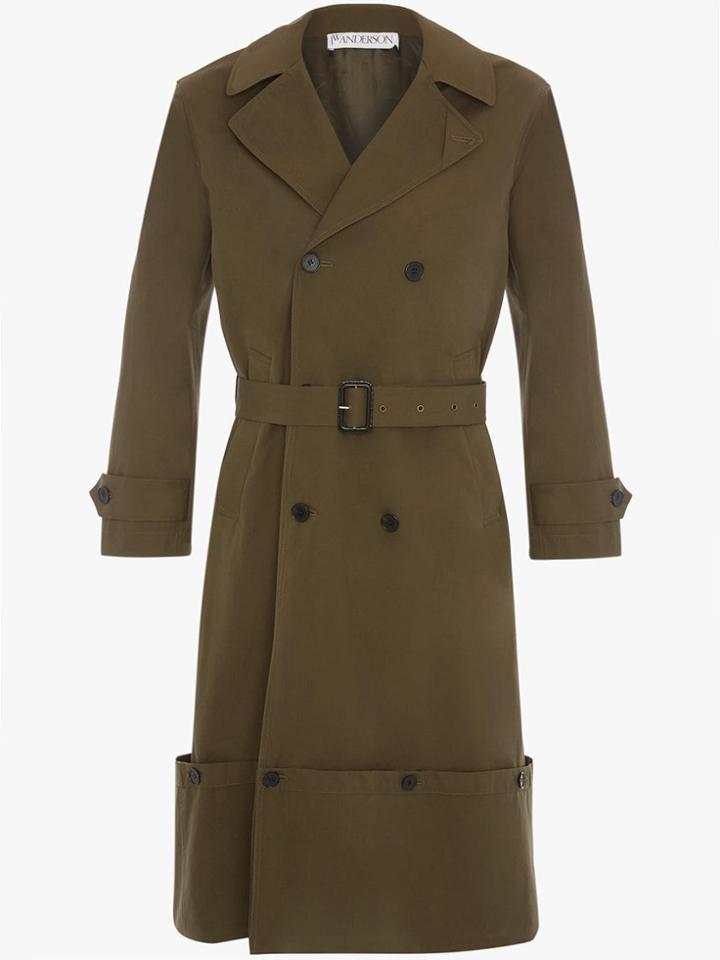Jw Anderson Fold Up Hem Trench Coat - Green