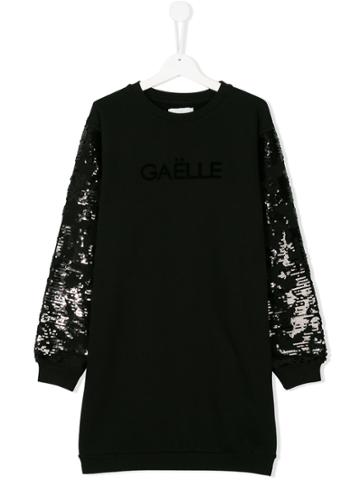 Gaelle Paris Kids Sequinned Sweatshirt Dress - Black