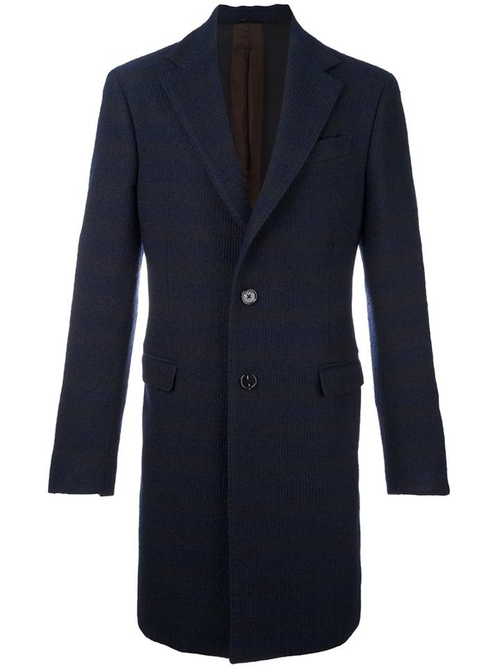 Raf Simons Senior Buttoned Coat, Men's, Size: 48, Blue, Polyamide/polyester/virgin Wool