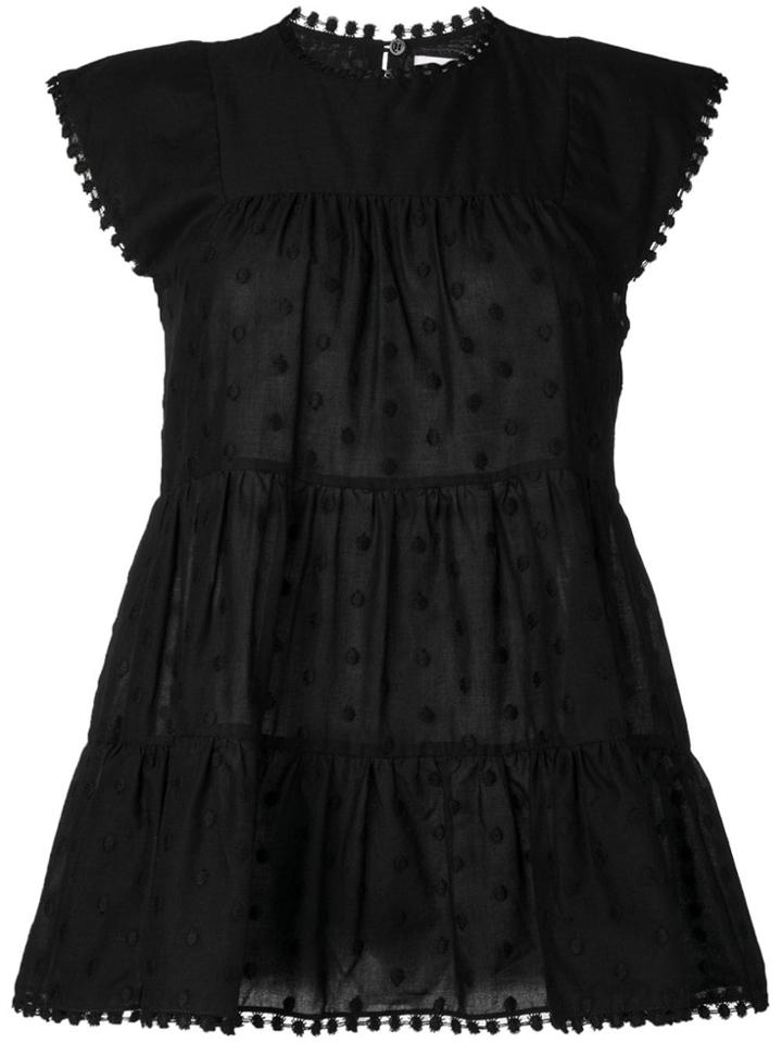See By Chloé Embroidered Pom Pom Blouse - Black