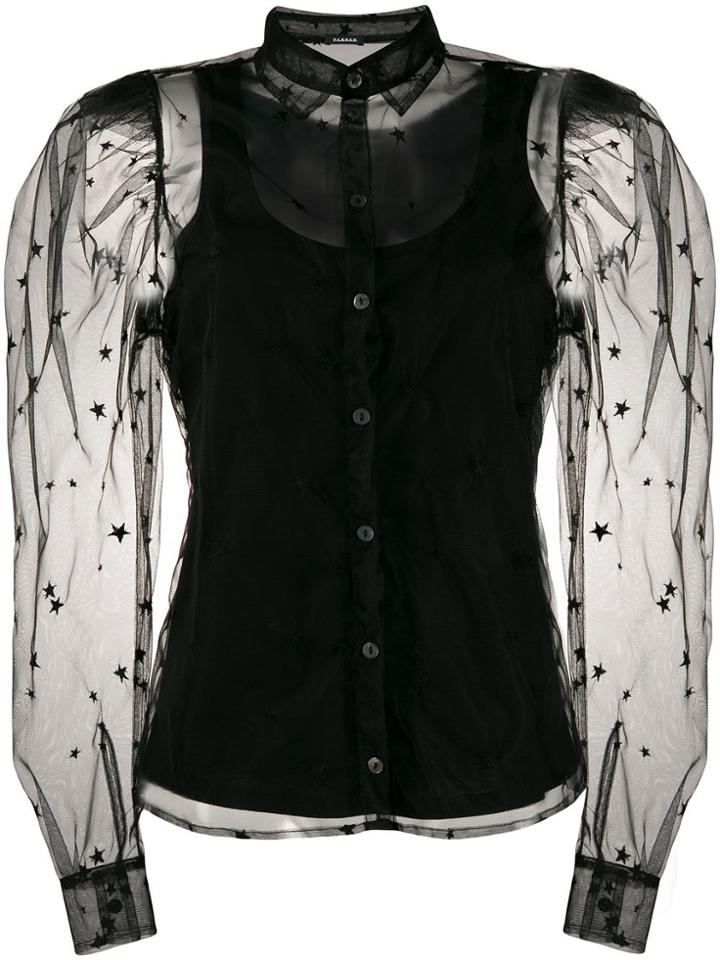 P.a.r.o.s.h. Tulle Sleeve Shirt - Black