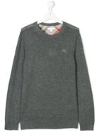 Burberry Kids Logo Embroidered Cashmere Jumper - Grey