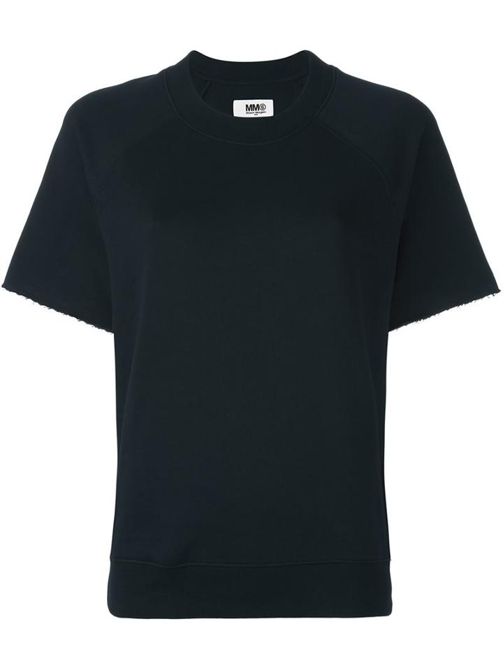 Mm6 Maison Margiela Shortsleeved Sweatshirt, Women's, Size: Large, Black, Cotton/polyester