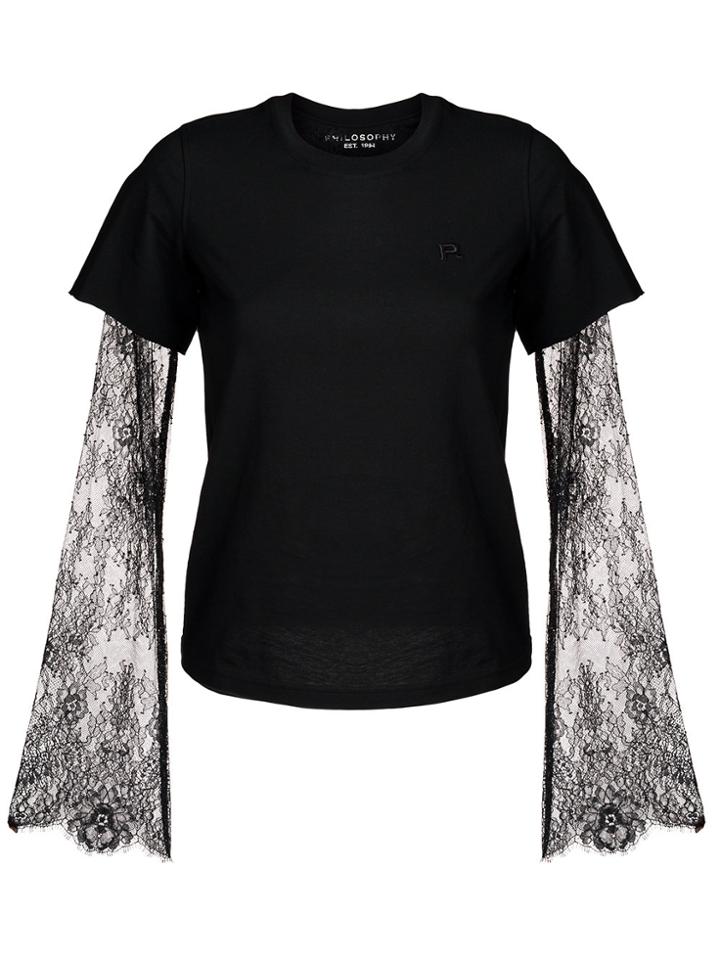Philosophy Di Lorenzo Serafini Lace Sleeve Top - Black