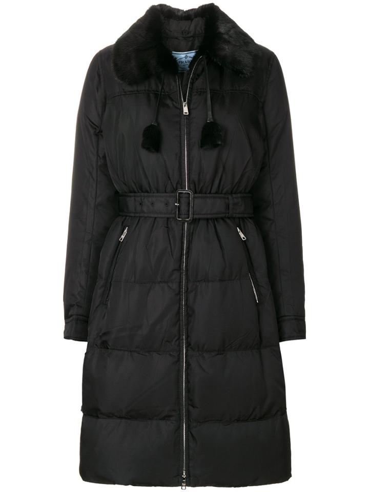 Prada Gathered Waist Coat - Black