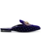Versace Embellished Medusa Mules - Blue
