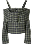 Ambush Off Shoulder Check Shirt - Green