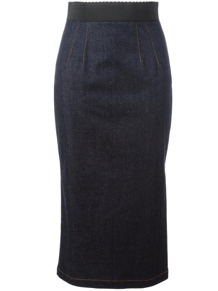 Dolce & Gabbana Denim Pencil Skirt, Women's, Size: 42, Blue, Cotton/polyester/spandex/elastane