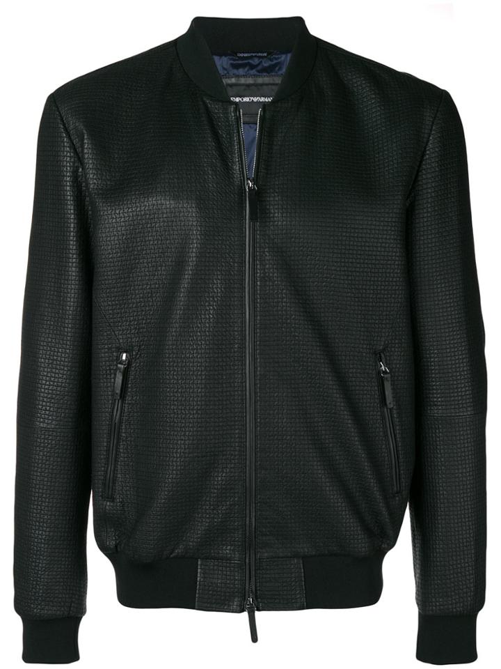 Emporio Armani Textured Bomber Jacket - Black