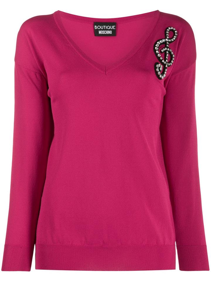 Boutique Moschino Embellished Music Note Jumper - Pink