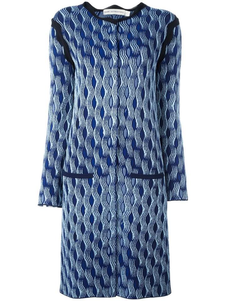 Mary Katrantzou 'powder' Knitted Coat, Women's, Size: Small, Blue, Silk/polyamide/viscose