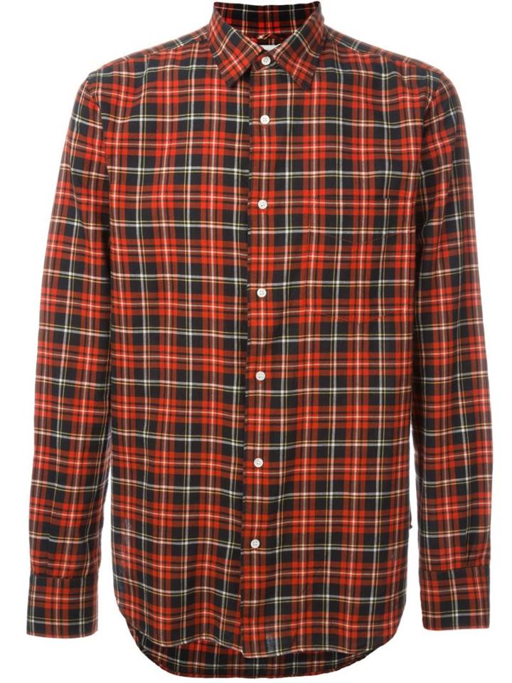 Aspesi Plaid Button Down Shirt, Men's, Size: M, Red, Cotton