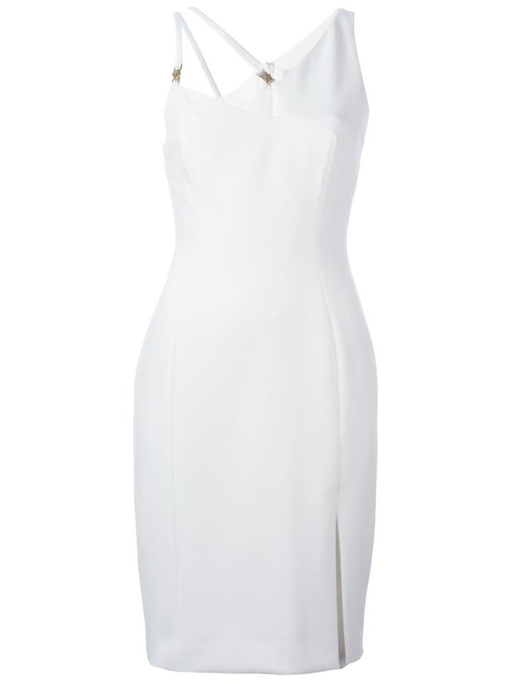 Versace Collection V-neck Dress With Cut Out Details, Women's, Size: 42, White, Polyester/viscose/spandex/elastane/viscose
