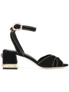 Dolce & Gabbana Studded Block Heel Sandals - Black