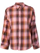 Iro Fringed Checkered Shirt - Pink
