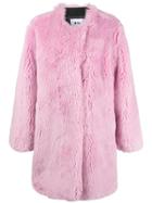 Msgm Faux Fur Coat - Pink & Purple