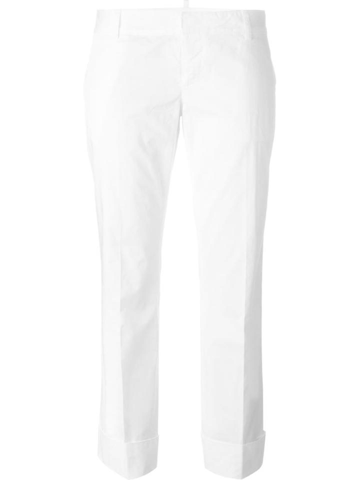 Dsquared2 Slim Cropped Trousers, Women's, Size: 40, White, Cotton
