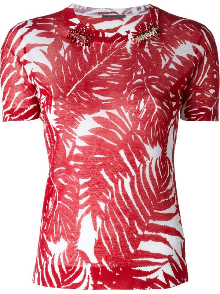 Ermanno Scervino Palm Print Fitted T-shirt