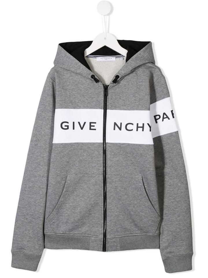 Givenchy Kids Contrast Logo Hoodie - Grey