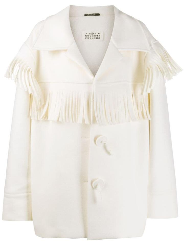 Maison Margiela Fringed Buttoned Coat - White