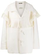 Maison Margiela Fringed Buttoned Coat - White