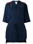 Stella Mccartney - Botanical Floral Embroidered Beach Shirt - Women - Cotton - M, Blue, Cotton