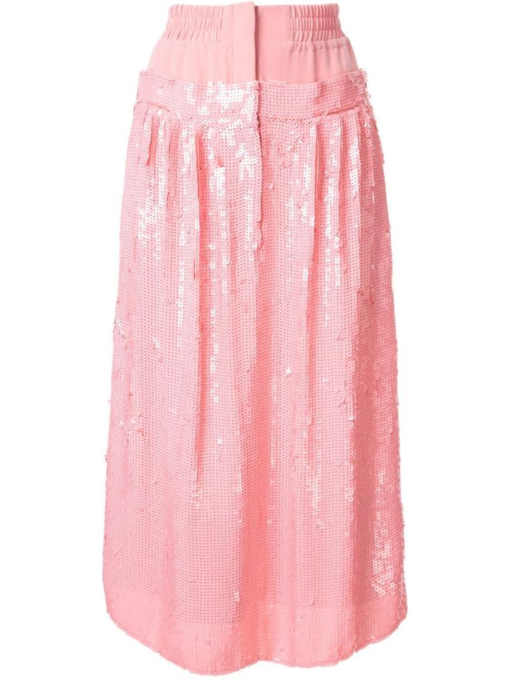 Tibi High-waist Sequin Silk Skirt - Pink