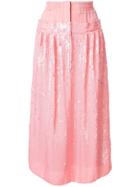 Tibi High-waist Sequin Silk Skirt - Pink