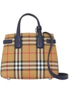 Burberry The Baby Banner In Vintage Check And Leather - Blue