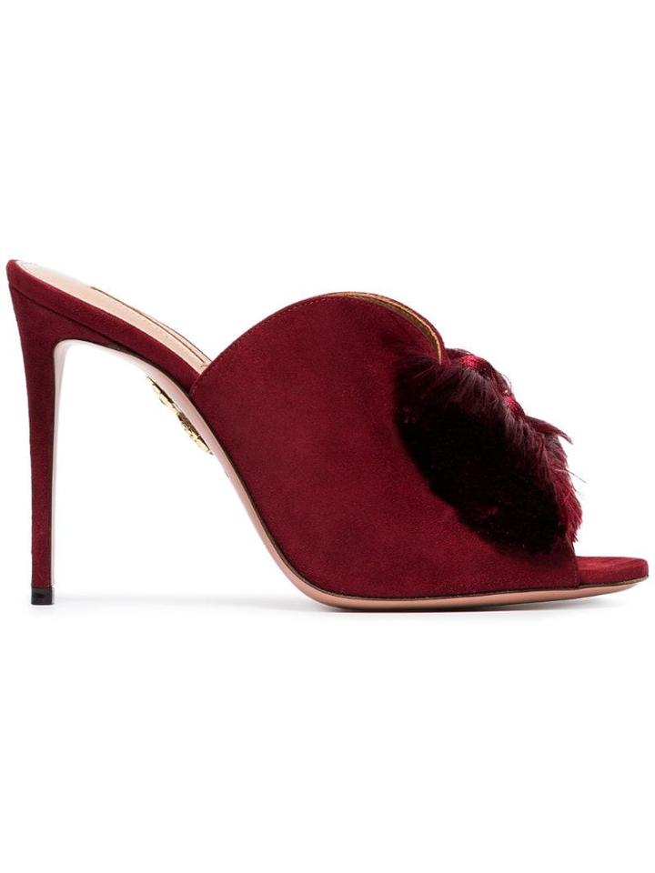 Aquazzura Lotus Blossom 105 Mules - Red