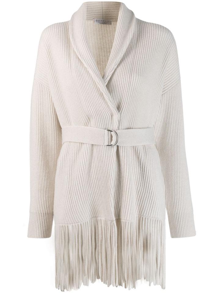 Brunello Cucinelli Fringed Cardigan - White