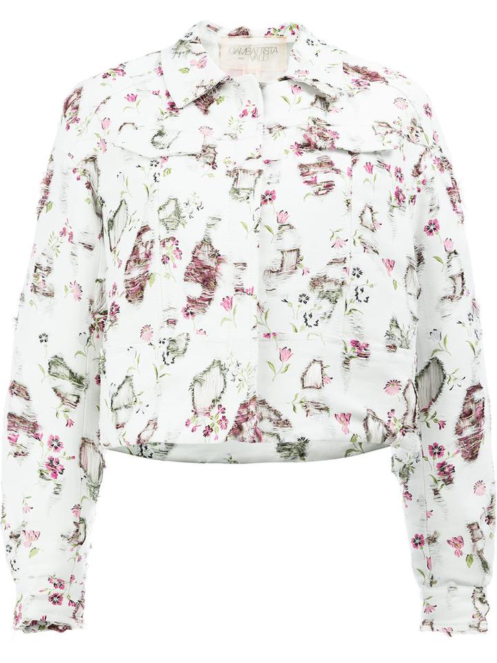 Giambattista Valli Distressed Floral Jacket, Women's, Size: 42, White, Silk/cotton/polyester/acetate
