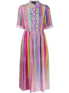Saloni Rainbow Check Dress - Pink