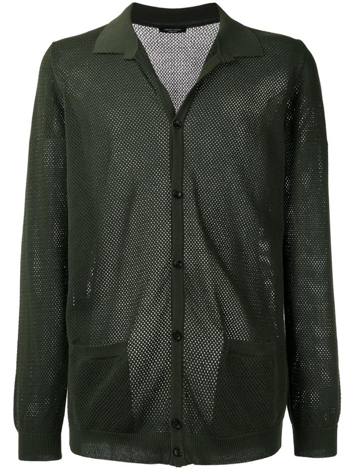 Roberto Collina Perforated Detail Cardigan - Green