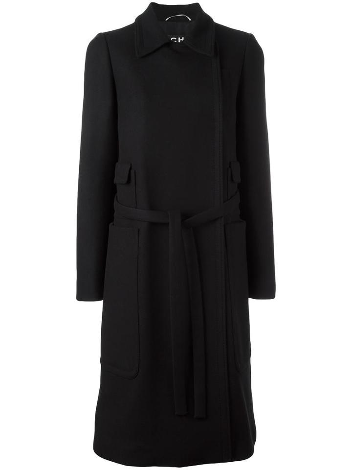 Rochas Belted Double Breasted Coat, Women's, Size: 44, Black, Silk/viscose/wool/cashmere