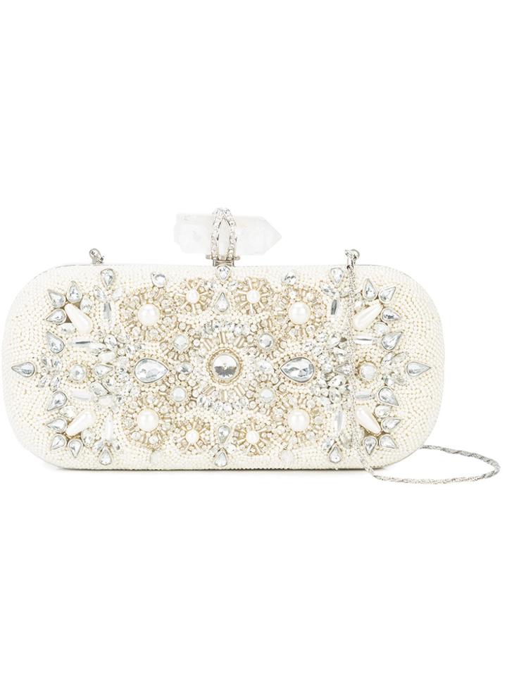 Marchesa Embellished Clutch Bag - White