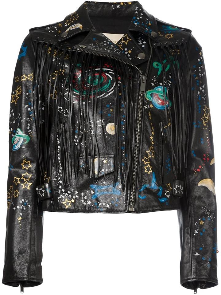 Valentino 'astro Couture' Biker Jacket, Women's, Size: 42, Black, Leather/cotton/silk